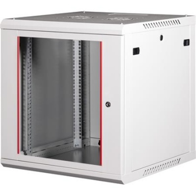 Rack szekrény, fali, 19", 12U, lapraszerelt, LANDE "PROlineB", szürke